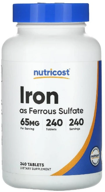 뉴트리코스트 고함량 황산제일철 철분 65mg 240정 (8개월분) - 쿠팡