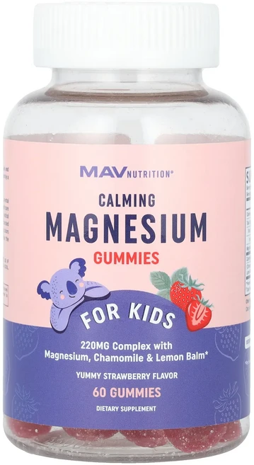 MAV Nutrition 진정 작용 마그네슘 구미젤리 어린이용 맛있는 딸기 구미젤리 60개, MAVNutrition진정작용마그네슘구미젤리어린이용맛있, 1개 - 쿠팡