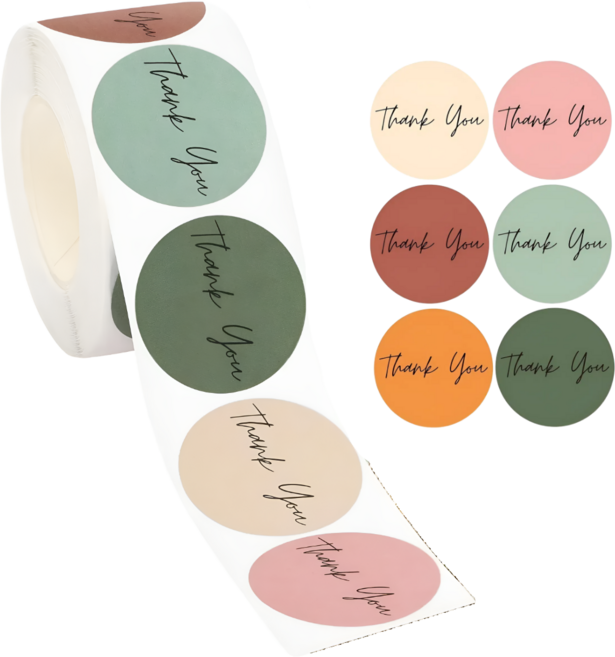 500매 원형 땡큐 감사 스티커, 1세트, 06. 워터멜론(S377) 1롤 500매