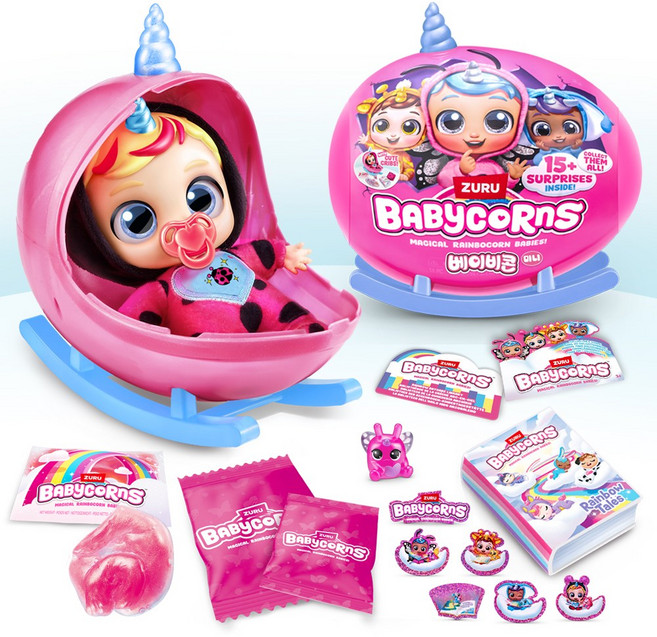 레인보우콘 베이비콘 미니 서프라이즈 아기 인형 장난감, 화이트뿔(스카일라), 1개