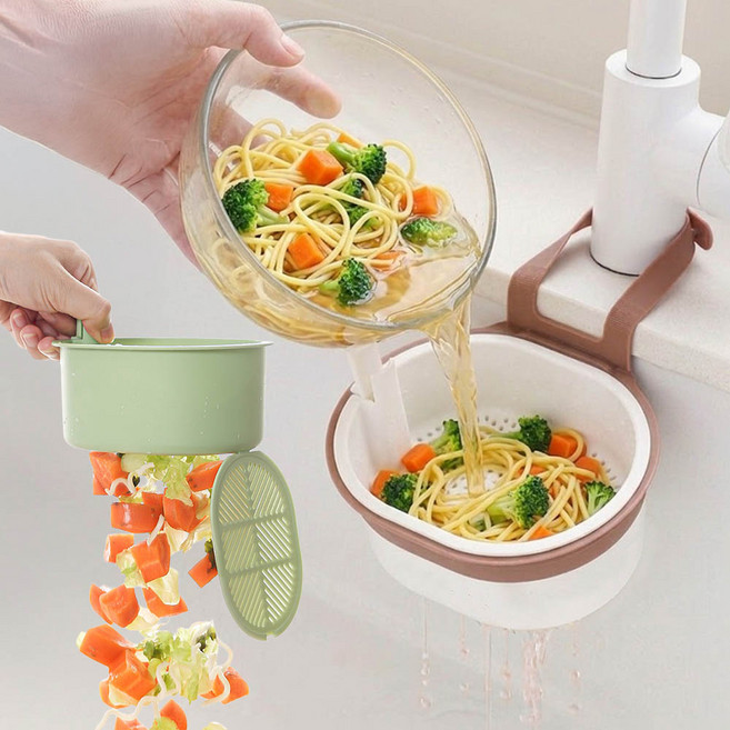 깔끔더하기 업그레이드 원터치 물빠짐 음식물 거름망 거치대, 1개, 그린