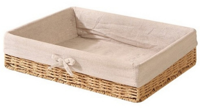 세븐집 등나무 낮은 바구니, 베이지, 1개