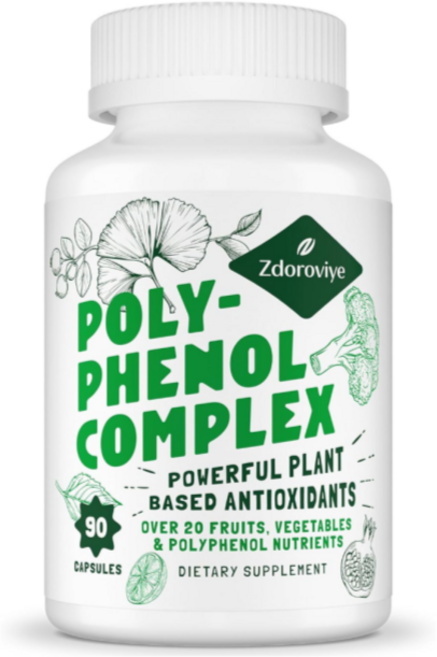 Zdoroviye 20종 과일채소 추출 폴리페놀 2250mg 고함량 항산화 영양제, 2개, 90정