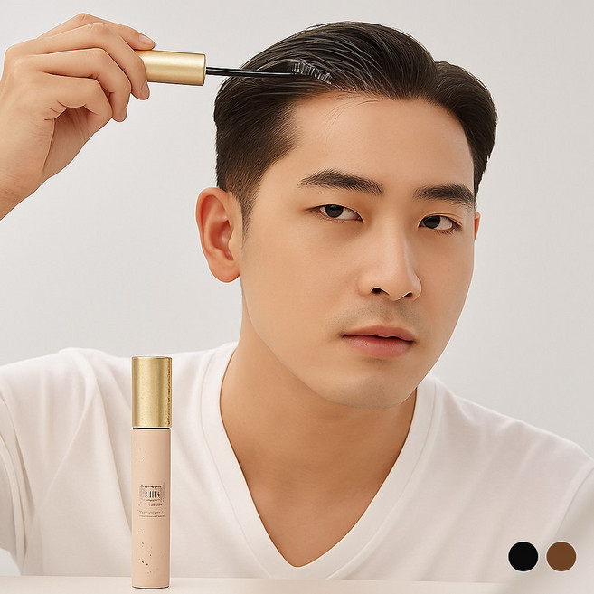 타투그리모 헤어라이너 새치커버 흰머리염색 염색약 헤어타투 헤어라인 10ml 마스카라형 5일간 유지, 브라운, 2개