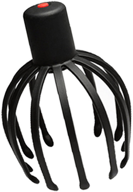 진동 두피 마사지기 머리 브러쉬 지압 문어발, 블랙, 1개