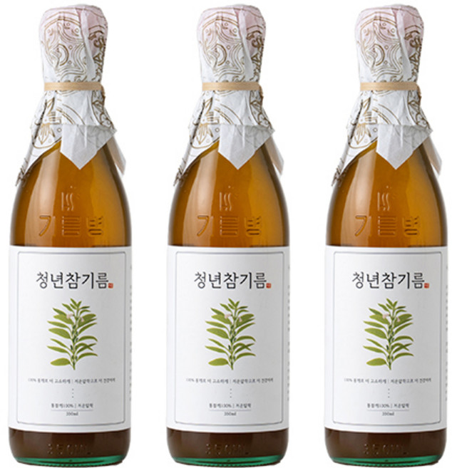 저온압착 청년 참기름, 350ml, 3개