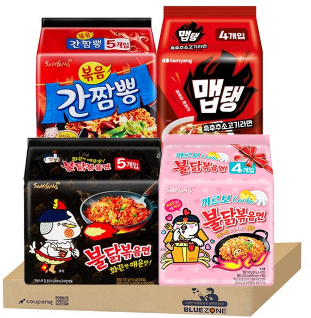 삼양 매운 멀티라면A(불닭볶음면5p 까르보불닭4p 간짬뽕5p 맵탱흑후추소고기라면4p), 1세트