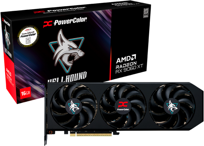 PowerColor 라데온 RX 9060 XT Hellhound OC D6 16GB 대원씨티에스, RX9060XT 16G-L/OC