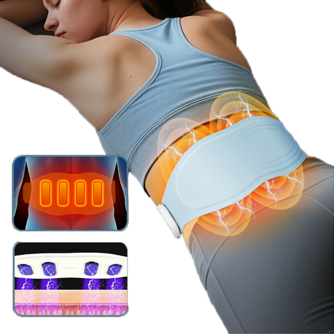 라이프엠디 ems 저주파 온열 허리 마사지기 강도 19단계 온도 3단계 무선 등허리 마사지 안마기 휴대용 미니 슬림 근육 진동 벨트, 스카이블루, 1개