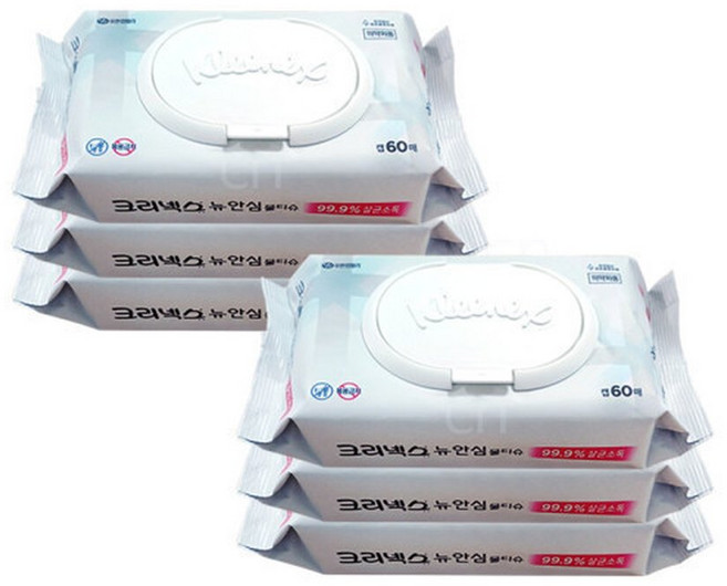 안심 손소독 물티슈 99.9 항균 캡형 60매 x 6팩 항균99.9 손소독, 60매입, 6박스