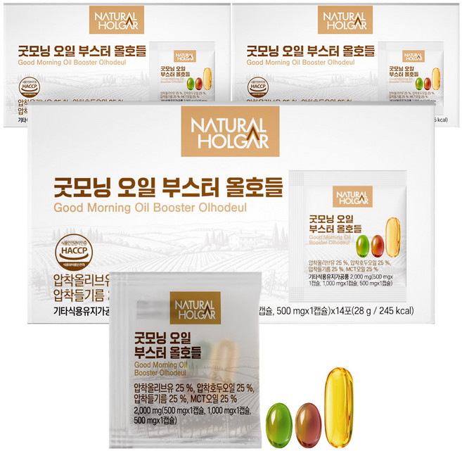 굿모닝 오일 부스터 올호들 올리브오일 호두오일 들기름 MCT 캡슐, 4개, 14회분