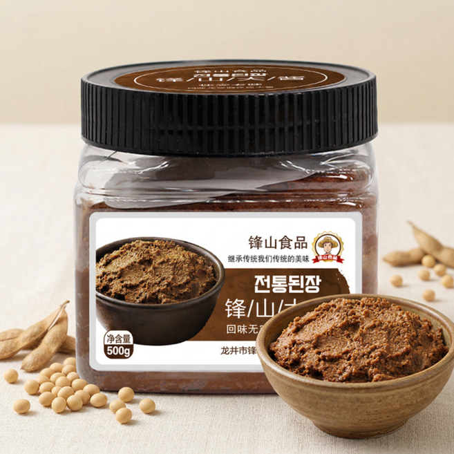 된장 구수한 맛 재래식 된장 찌개 쌈장 나물무침용 전통 연변토종 된장, 1개, 500g