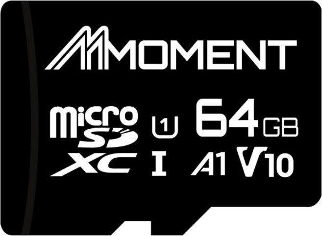 MMOMENT 256GB Micro SDXC 카드 A1 UHSI U3 Class 10 호환 읽기 속도 최대 95MB/s 쓰기 70MB/s SD 어댑터 포함, 64GB-Black-A1/ V10, 1개