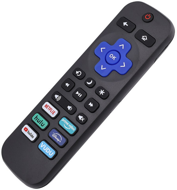Roku TV용 교체 리모컨 TCL Hisense 호환 Onn Sharp Philips와 가능 스틱 박스 또는 스피커용 아님, Black, 1개