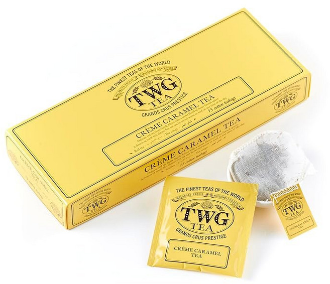 TWG 티 | 바닐라 버번 루이 15 핸드 바느질 면 티백 선물 세트, 크림 카라멜, 1