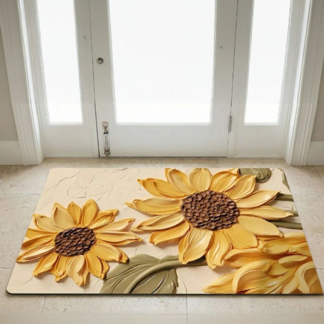 조이플 간편세척 규조토 발매트 해바라기, 80x50cm