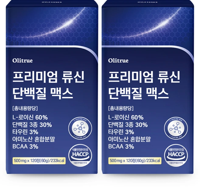 올리트루 프리미엄 류신 단백질 맥스, 2개, 120정 - 쿠팡
