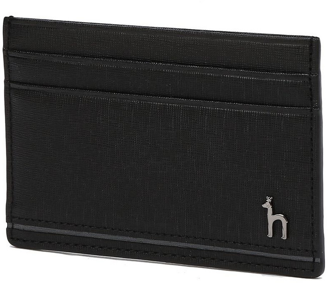 [백화점매장정품] 헤지스 HJHO4F153BK_남성 블랙 솔리드 가죽 퍼피로고 라인 카드홀더 고급스런 로고 포인트 소가죽