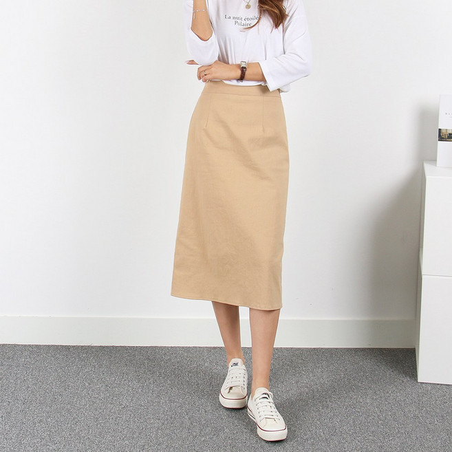 대니 밴딩 스커트 미디/롱 2기장 빅사이즈 S~3XL 뒷밴딩/뒷트임 여성 H라인 스커트 스판치마 면 봄 여름 가을 하객룩 캐쥬얼