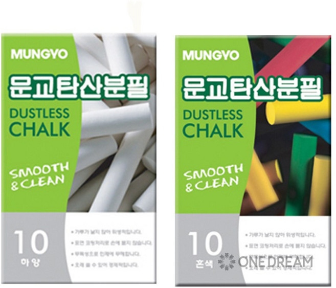 [ONEDREAM]문교 탄산분필 혼합10개입 1갑 ADC-10A 10개입 백색10개입 1갑 2종 세트