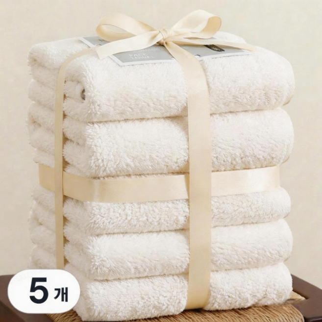 Ataasha 호텔수건 10장 고급 세면 타월 선물 포장 울트라 소프트, 5개, 흰색