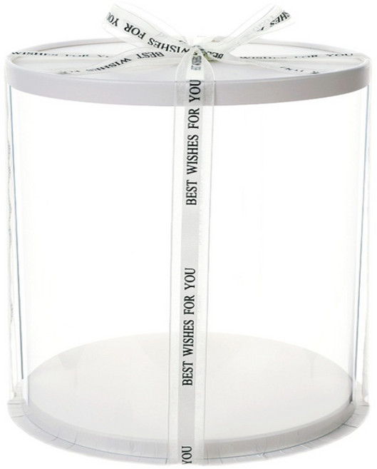 DD 원형 투명케이크상자 플라워포장 디저트케이스 1단 2단 3단 4단 (받침대2개+리본2개포함), 3호 3단 (30 x 30 x 34), 2개