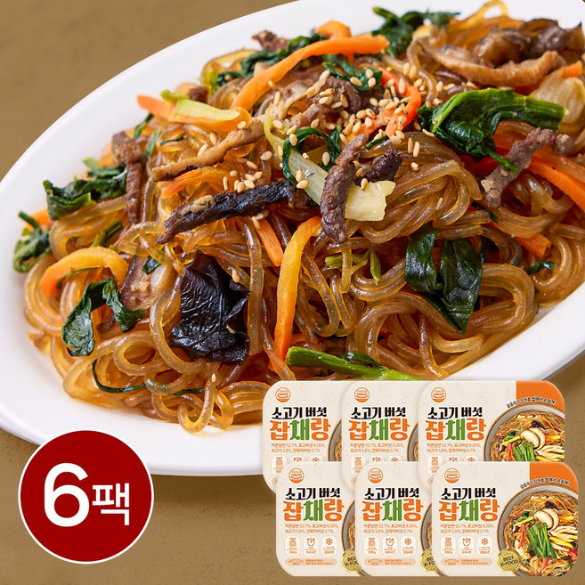 잡채랑 7가지고명 소고기버섯 궁중 잡채 2인분 반찬, 6개, 350g