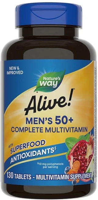 네이쳐스웨이 얼라이브 실버 포맨 종합 멀티비타민 130정, 130 Count (Pack of 1), 1개 - 쿠팡