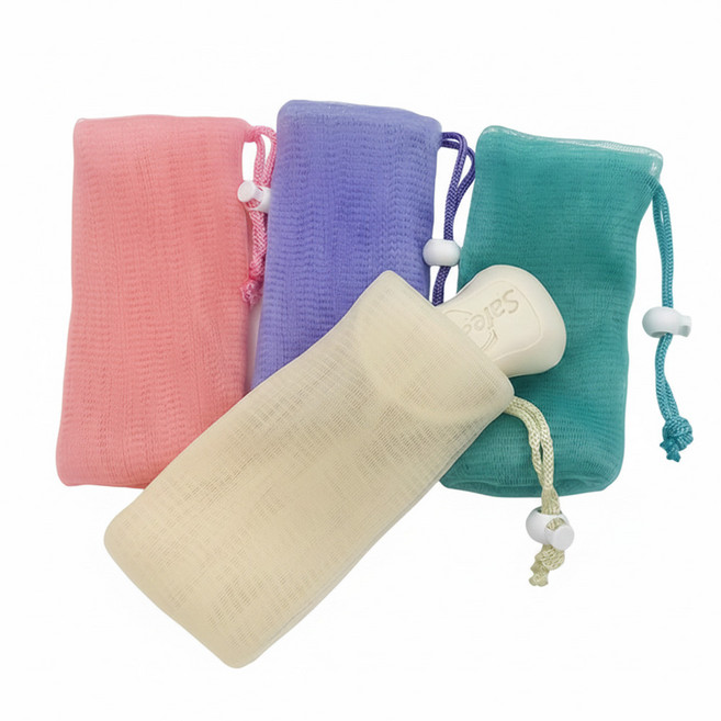 이몰리스 피부자극 없는 프리미엄 6겹 발포 비누 거품망 주머니 파스텔 4컬러