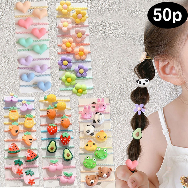 은꽃밴드 아기 머리끈 미니링 안아픈 유아 머리 방울 고무줄 세트