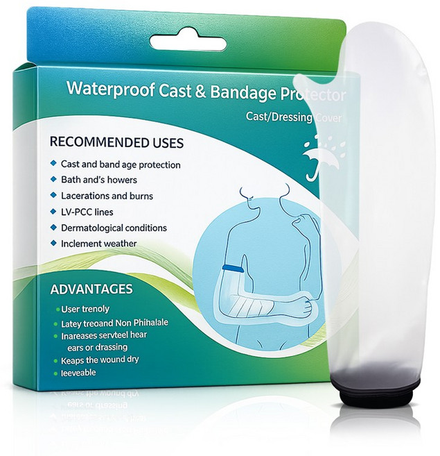 LINJIN 깁스 방수커버 성인 팔 샤워방수용 네오프렌제, 성인용-팔(중), 1개, black