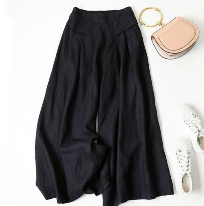 아이엠몽 여성 린넨 와이드 밴딩 바지