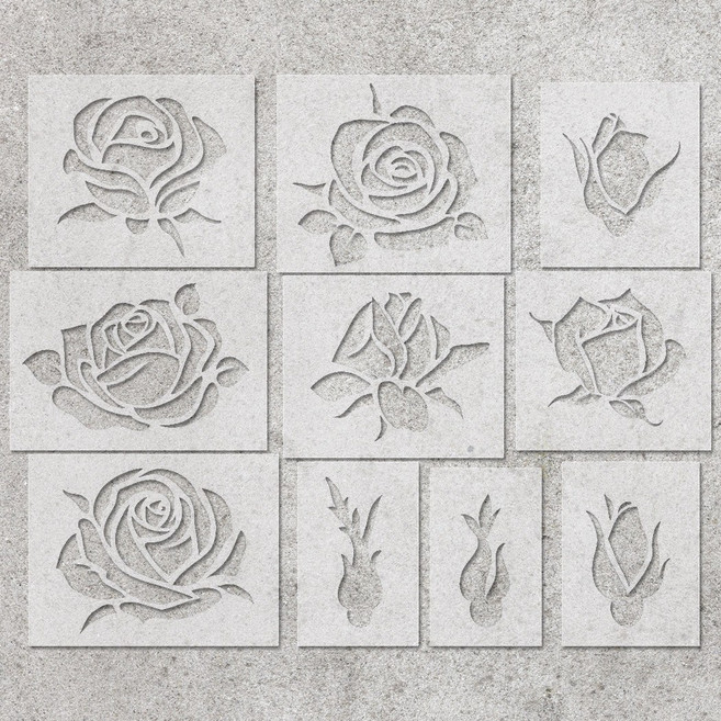 스텐실도안 장미꽃 10개세트 420_297_0119