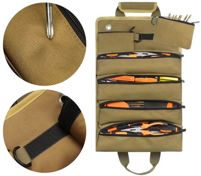 해별홈 캠핑 팩가방 휴대용 공구가방 파우치, 1개, 브라운