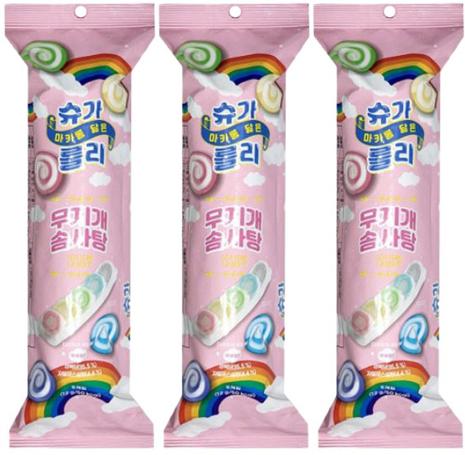 마카롱 닮은 슈가롤리 무지개 솜사탕 12g, 3개