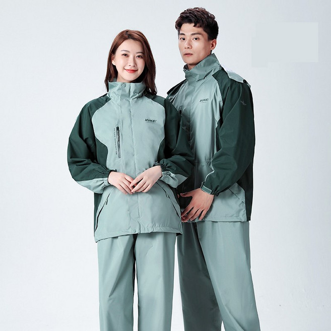 couyor오토바이우비상하의세트 커플 레인코트 남녀공용 전신방수 레인코트상하의세트 낚시 우비 방수 배달 라이딩 전신 우비 바이크 우비 성인비옷 남자우의 남자레인코트 자전거비옷, 진한초록