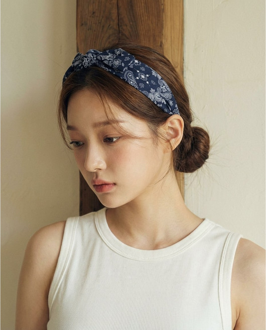 서진이네 정유미 페이즐패턴 리본 넓은 와이드 편안한 머리띠 여름 휴가템