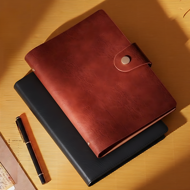 헤세드 6공 다이어리 리얼 가죽 만년 업무 학생 감성, 1개, 블랙