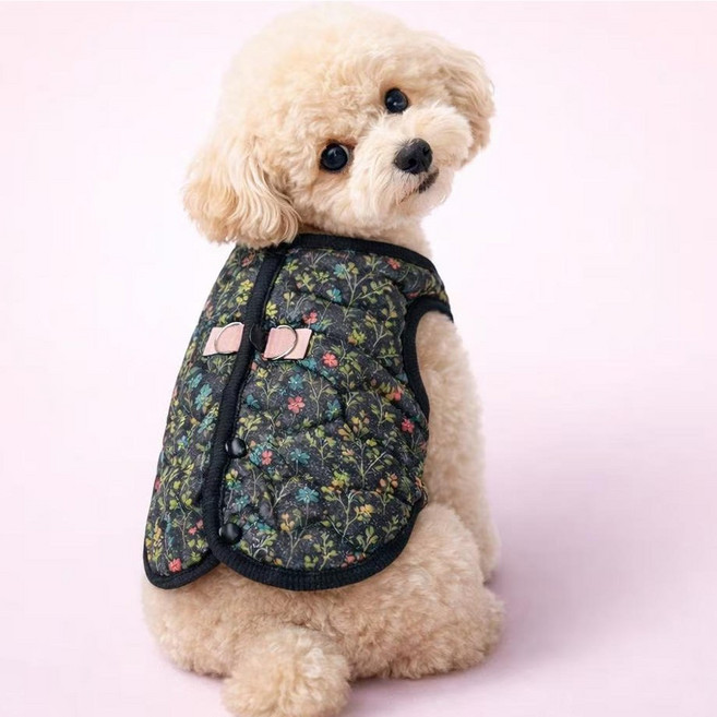 26년신상 자체제작 강아지겨울옷 김장조끼 제니 할머니조끼 강아지옷 애견의류 실내복, 1개, 블랙핑크