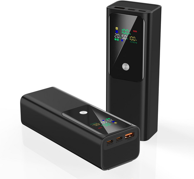 PIUJJA 휴대용 PD 100W 노트북 고출력 LED디스플레이 대용량 양방향 초고속충전 여행용 기내반입 보조배터리 20000mAh, 블랙
