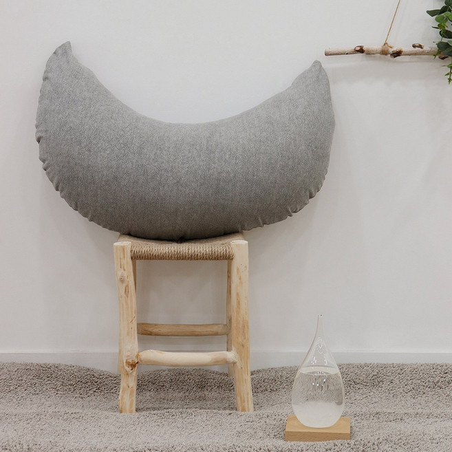 집에 순면 네일샵 미용실 독서 반달쿠션, 그레이