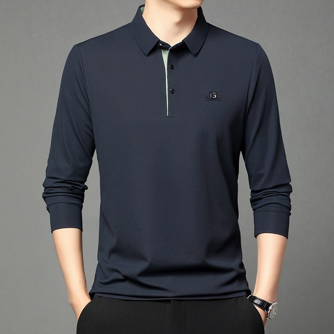 남성 긴팔 카라 티셔츠 가을 남자 기본 티셔츠 솔리드 컬러신상 베이직 무지 긴팔티 통기성 데일리 카라티