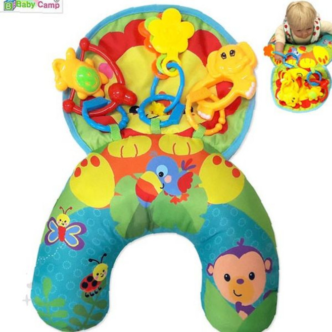 아기 배밀이 연습 쿠션 터미타임 딸랑이 놀이매트 신생아 감각발달 촉감놀이 유아완구, 1개, 상세페이지 참조