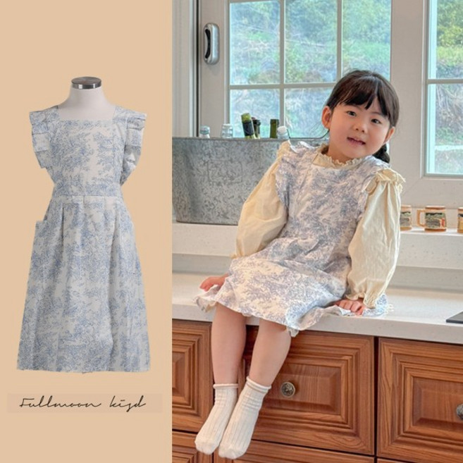 러블리 미니미 키즈 어린이 앞치마 / (KIDS)블루플라워리롱프릴앞치마