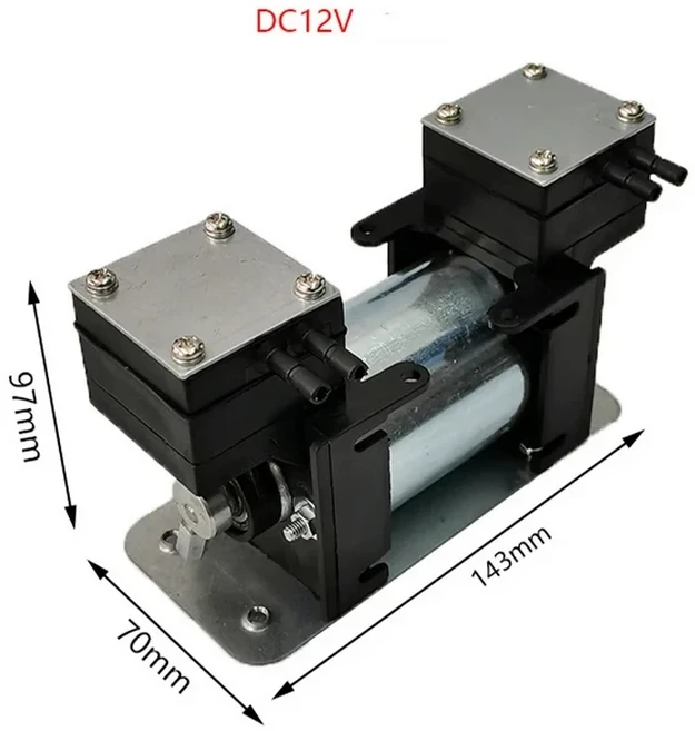 호환 12V/220V 고압 진공 펌프 대형 무소음 이중 헤드 다이어프램 미니어처 에어, 01 DC12V