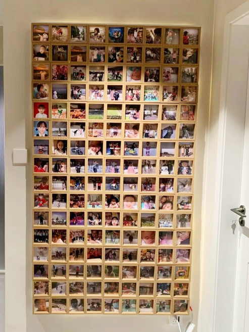 맞춤 우드 액자 거실 인테리어 사진 디스플레이 벽걸이형 대형 프레임, 1개, 84x100cm+6인치 사진액자+공구세트