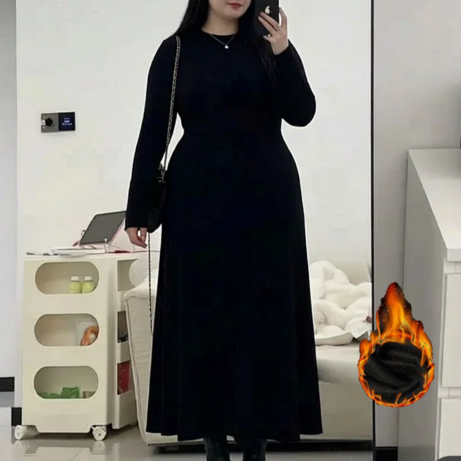 [속기모 보온력 UP] 빅사이즈 기모 미디원피스 내의 겸용 원피스