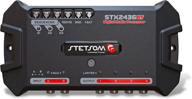Stetsom STX 2436 Bluetooth DSP PRO - 디지털 신호 프로세서 이퀄라이저 APP 밴드 그래픽 고정밀 크로스오버 필터 전압계 리미터 오디오