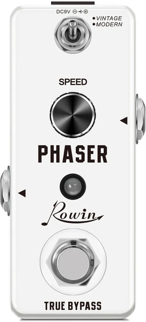 Rowin 기타 페이저 페달 아날로그 위상 효과 이펙터 단일 빈티지 모던 모드 미니 사이즈, 하얀색, 1개