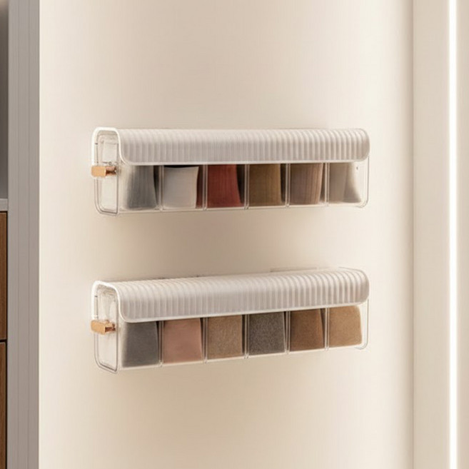 부착식 칸칸이 양말정리함 속옷정리함, 1개, 화이트